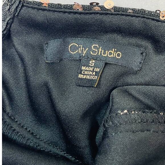 CITY STUDIO sz 5 jr gold black sequin bodycon mini party cocktail dress NWT B92 - Picture 7 of 9